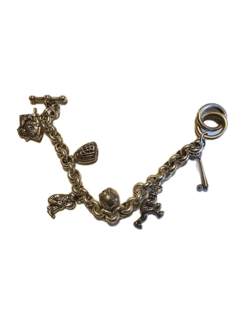 Best Baseball Mom 6 Charm Bracelet Sterling Silver Pitch Catch Bat Ball Glove